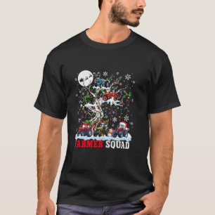 Farmer Squad Santa Reindeer Elf Tractors On Xmas T T-Shirt