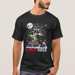 Farmer Squad Santa Reindeer Elf Tractors On Xmas T T-Shirt