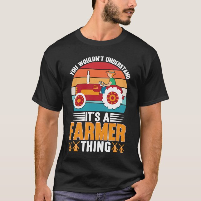 Farmer Thing Farming Humour Farm Life Retro Barn R T-Shirt (Front)