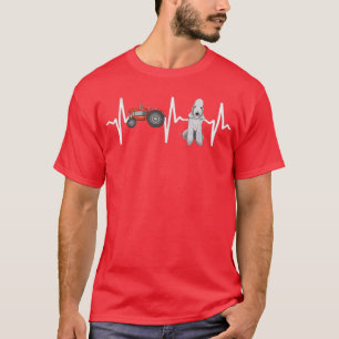 Farmer Tractor Bedlington Terrier Heartbeat Dog Lo T-Shirt