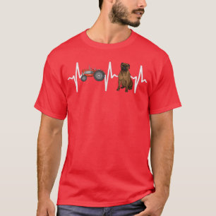 Farmer Tractor Bullmastiff Heartbeat Dog Lover T-Shirt