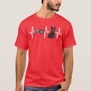 Farmer Tractor Scottish Terrier Heartbeat Dog Love T-Shirt