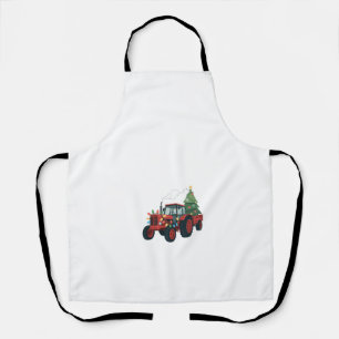Farmer Tractor Xmas Lighting Tractor Christmas   Apron