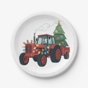 Farmer Tractor Xmas Lighting Tractor Christmas   Paper Plate
