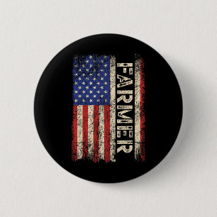 Farmer Tractors Usa American Flag Patriotic Farmin 6 Cm Round Badge