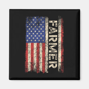 Farmer Tractors Usa American Flag Patriotic Farmin Magnet