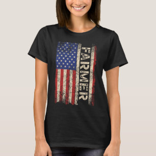 Farmer Tractors Usa American Flag Patriotic Farmin T-Shirt