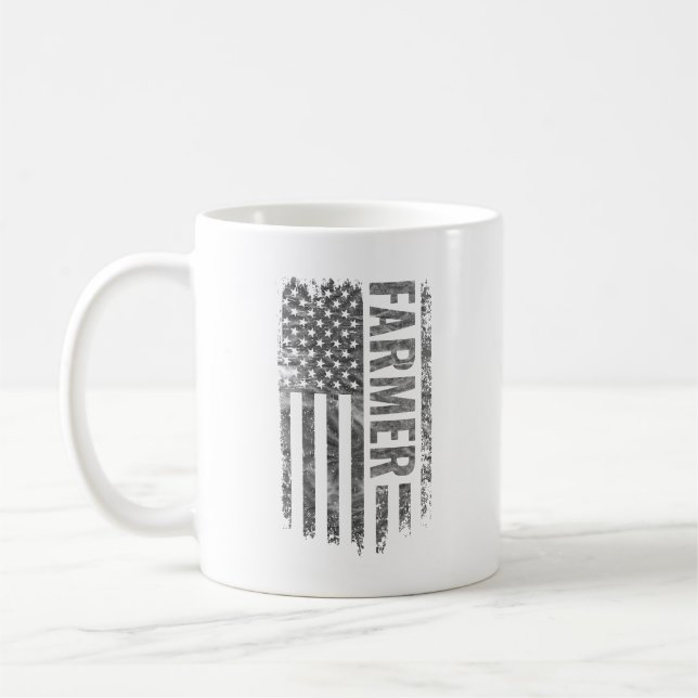 Farmer USA Flag Distressed design Coffee Mug (Left)