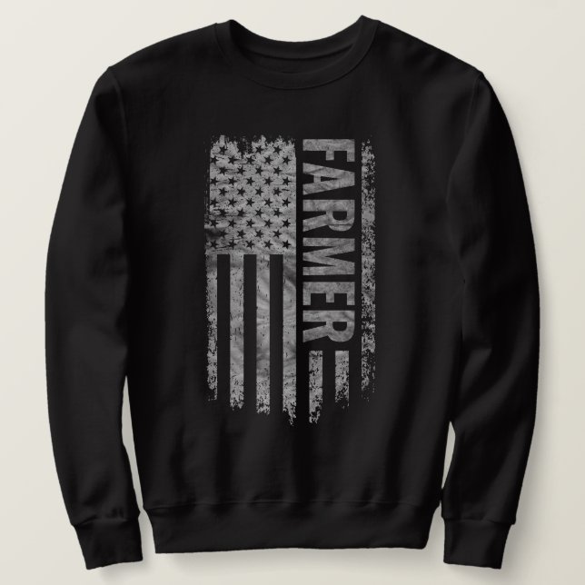 Farmer USA Flag Distressed design Sweatshirt (Design Front)