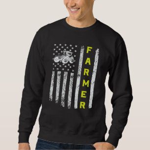Farmer USA Flag Patriotic Farm Tractors Farming Te Sweatshirt