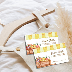 Farmer Veggie Fruits Diaper Raffle Baby Shower Enclosure Card