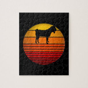 Farmer Vintage Retro Sunset Funny Farm Animal Goat Jigsaw Puzzle