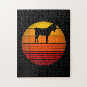 Farmer Vintage Retro Sunset Funny Farm Animal Goat Jigsaw Puzzle