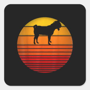 Farmer Vintage Retro Sunset Funny Farm Animal Goat Square Sticker