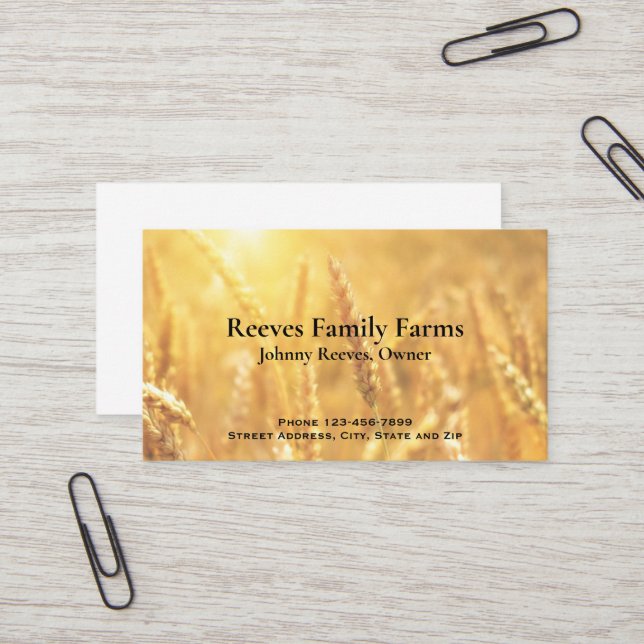 Farmer Wheat Farm Agricultural Business Cards (Front/Back In Situ)
