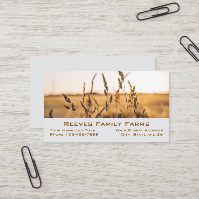 Farmer Wheat Farm Agricultural Business Cards (Front/Back In Situ)