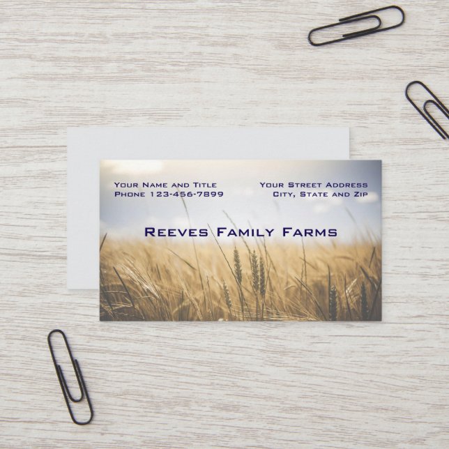 Farmer Wheat Farm Agricultural Business Cards (Front/Back In Situ)