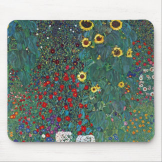 Farmergarden w Sunflower by Klimt, Vintage Flowers Mouse Pad