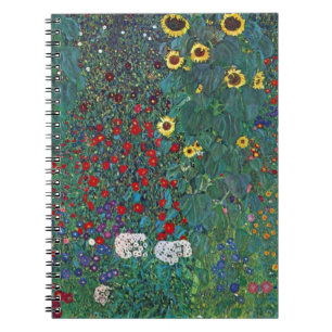 Farmergarden w Sunflower by Klimt, Vintage Flowers Notebook