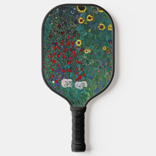 Farmergarden w Sunflower by Klimt, Vintage Flowers Pickleball Paddle