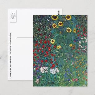 Farmergarden w Sunflower by Klimt, Vintage Flowers Postcard