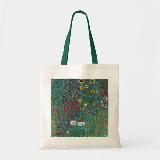 Farmergarden w Sunflower by Klimt, Vintage Flowers Tote Bag (Front)