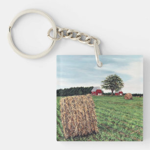 Farmering Haybales Keychain