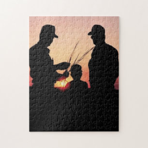 Farmers and Sunset Jigsaw Puzzle