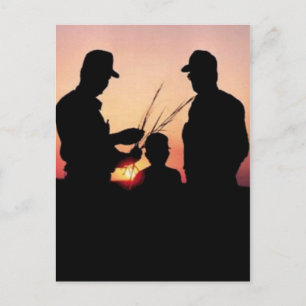Farmers and Sunset Postcard