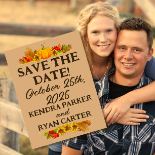 Farmers' Autumn Harvest Wedding Postcard