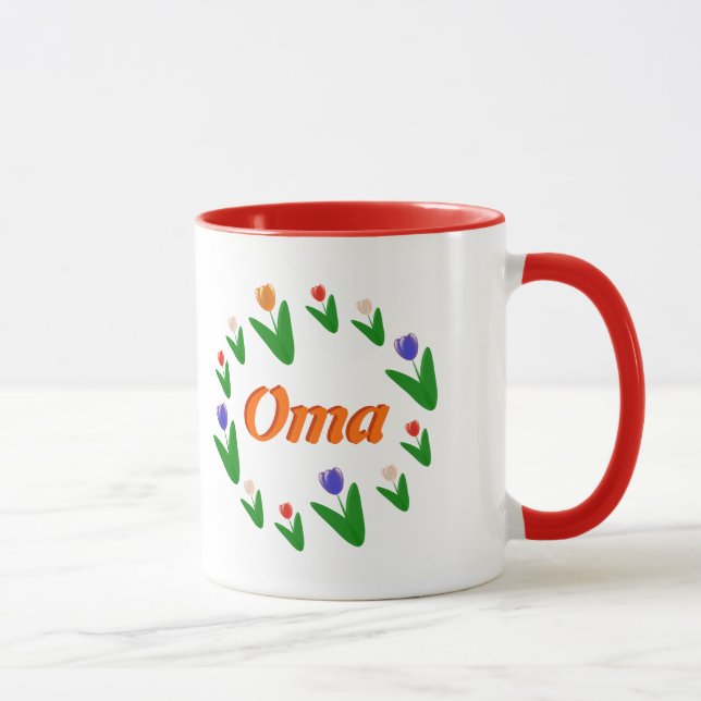 Farmer's Bright Dutch Tulips Pattern Oma Mug (Right)