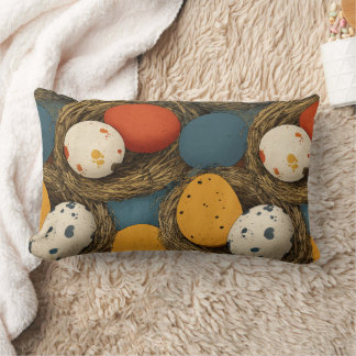Farmer's Colorful Spotted Hen Eggs Lumbar Cushion