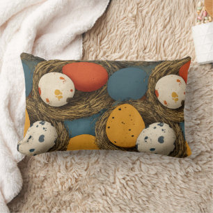 Farmer's Colourful Spotted Hen Eggs Lumbar Cushion