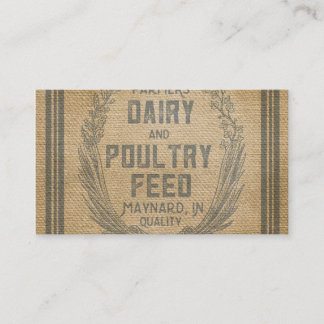 Farmers Dairy Poultry Feed Sack Burlap Business Card