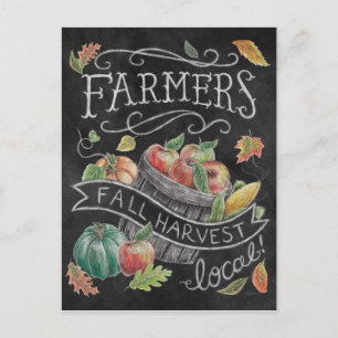 Farmer's Fall Harvest Chalkboard Holiday Postcard