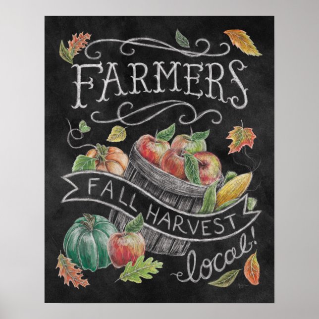Farmer's Fall Harvest Chalkboard Poster (Front)