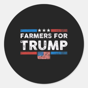 Farmers For Trump Us Flag Vintage Classic Round Sticker