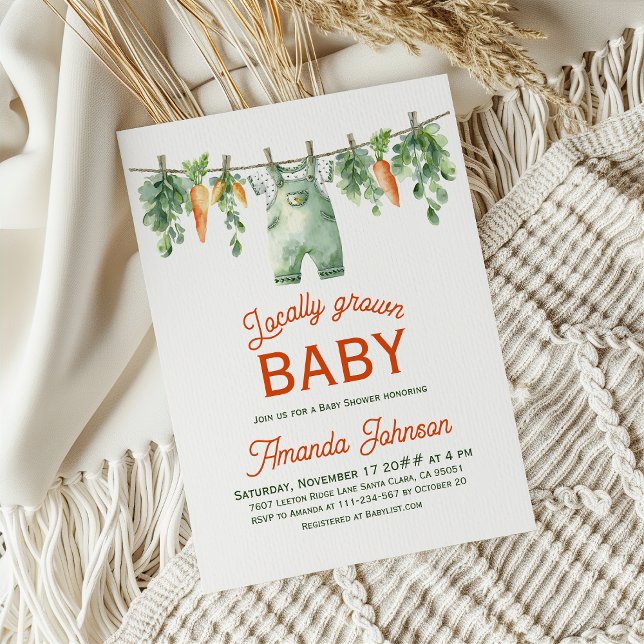 Farmers Garden Clothesline Locally Grown Shower Invitation (Creator Uploaded)