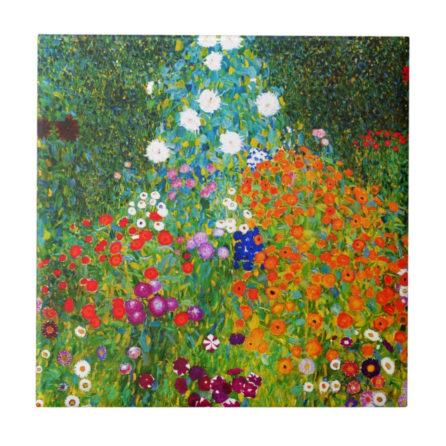"Farmer's garden" , Gustav Klimt Ceramic Tile (Front)