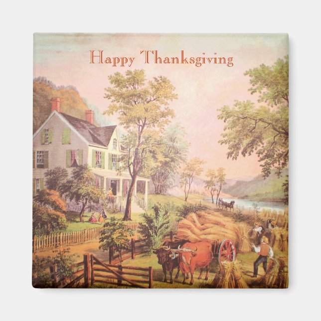Farmer's Harvest Scene | Thanksgiving Magnet (Front)