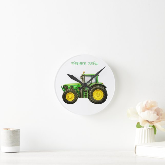 Farmers John Deere Tractor Round Clock (Home)