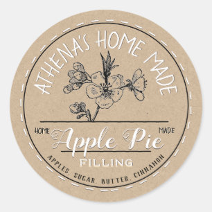 Farmers Market Apple Pie White on Kraft Classic Round Sticker