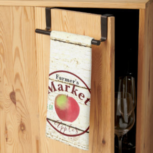 Farmer's market apples sign Kitchen Towels