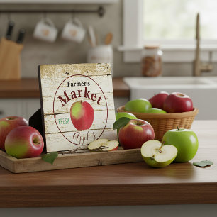Farmer's market apples sign plaque