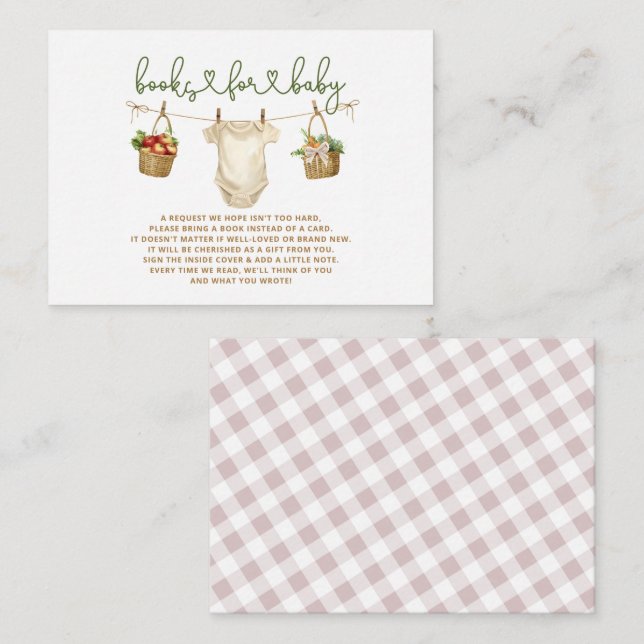 Farmers Market Baby Shower Book Request  Enclosure Card (Front/Back)