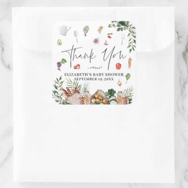 Farmer's Market | Baby Shower Favour Square Sticker (Bag)