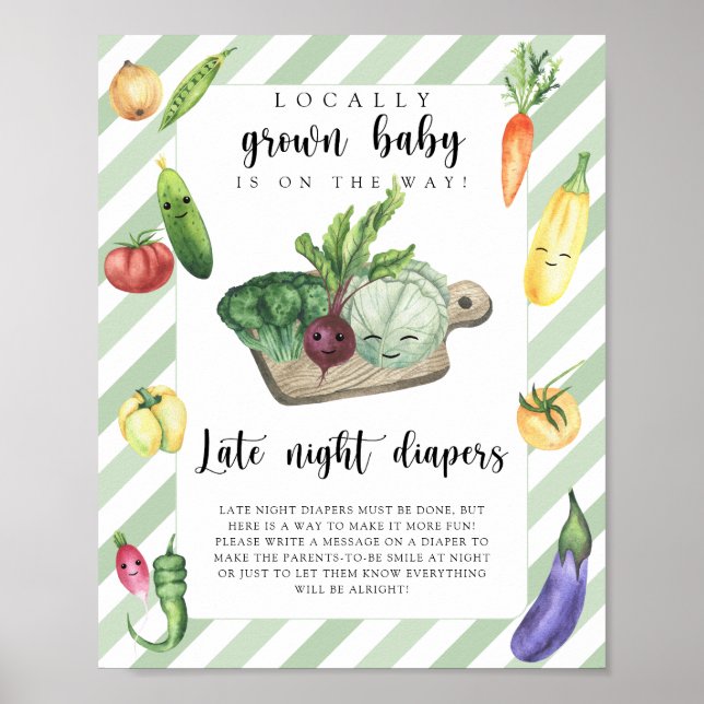 farmers market baby shower - late night diapers poster (Front)