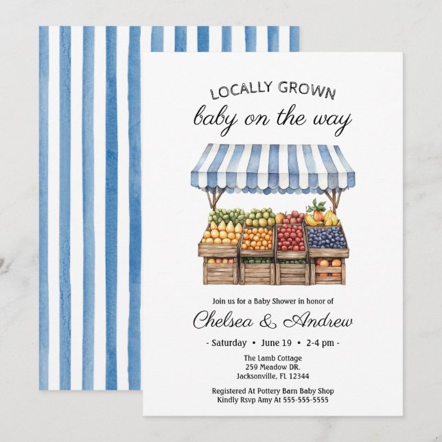 Farmers Market Baby Shower Locally Grown Baby  Invitation (Front/Back)