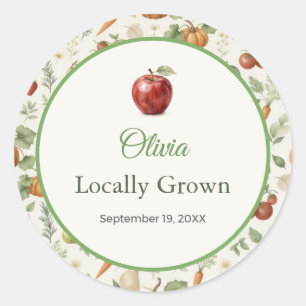 Farmers Market Baby Shower Stickers Locally Grown