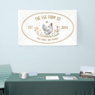 Farmers Market Banner Farm Stand Watercolor Hen